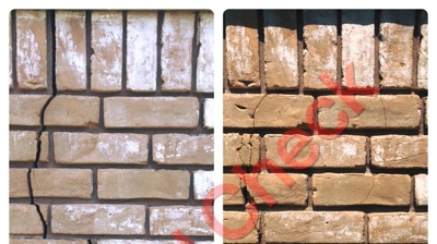 Brick crack before & after Photo